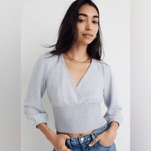 Madewell Wrap V-Neck Sweater in Coziest Yarn
